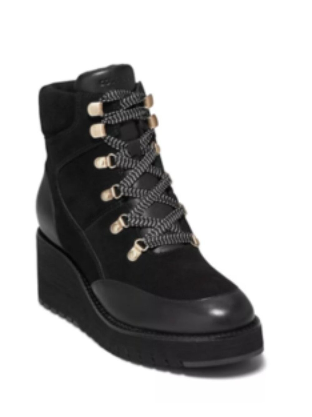 Cole Haan ZeroGrand City Wedge Hiker Waterproof Boot Black 8